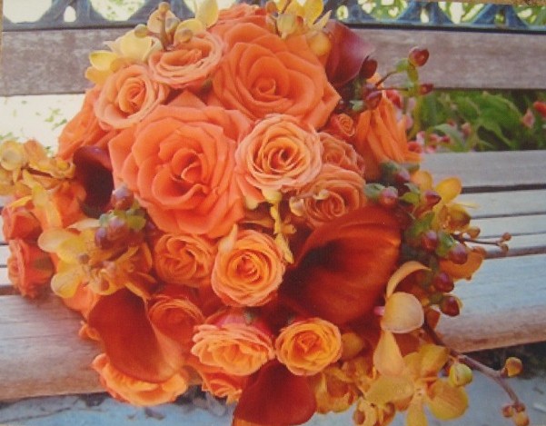 Bouquet of Orange and Red Flowers
